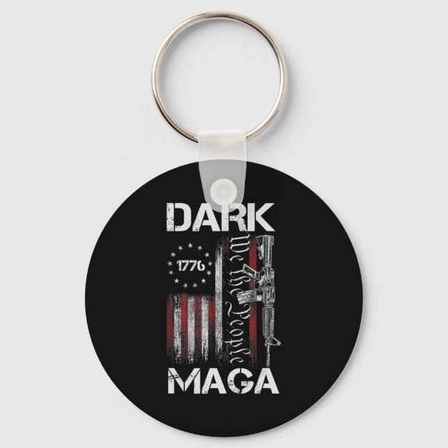 ANTI-BIDEN DARK MAGA SUPPORT TRUMP  KEY RING (Front)