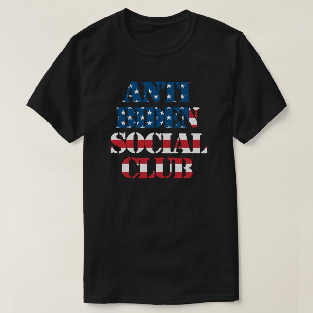 Anti Biden Social Club | Anti Joe Biden | USA Flag T-Shirt (Design Front)
