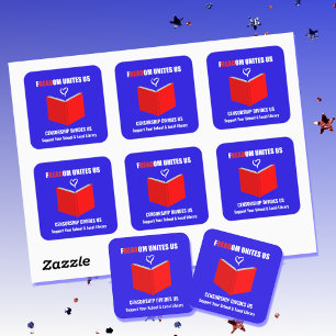 Anti Book Banning Logo Style Square Sticker