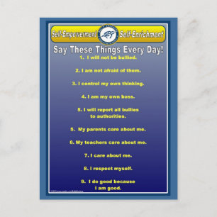 Anti-Bully Daily Affirmations Postcard