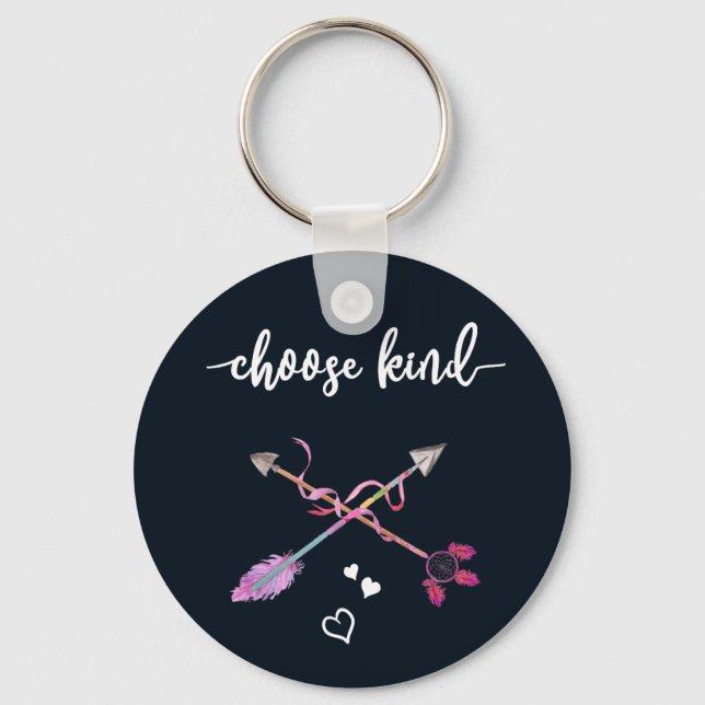 Anti Bullying, Choose Kind. Be Kind. Tribal Art Key Ring (Front)