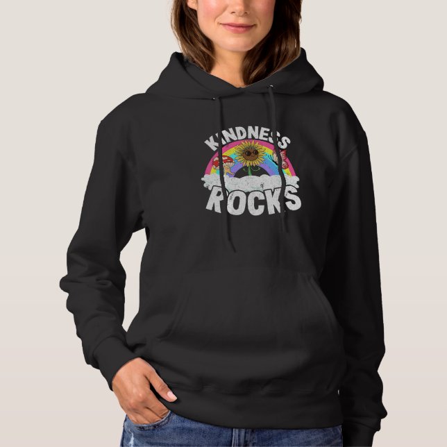 Anti Bullying Hippie Retro Teacher Rainbow Kindnes Hoodie (Front)