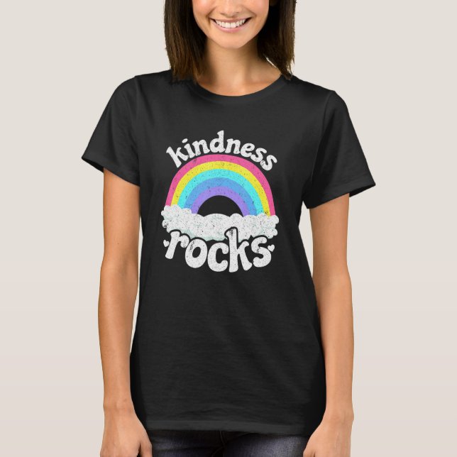 Anti Bullying Hippie Retro Teacher Rainbow Kindnes T-Shirt (Front)