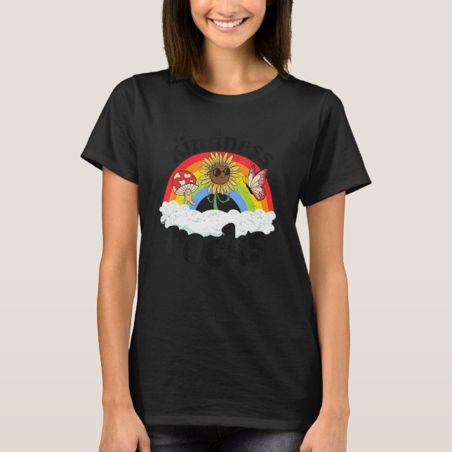 Anti Bullying Hippie Retro Teacher Rainbow Kindnes T-Shirt (Front)