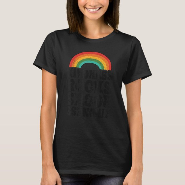 Anti Bullying Hippie Retro Teacher Rainbow Kindnes T-Shirt (Front)