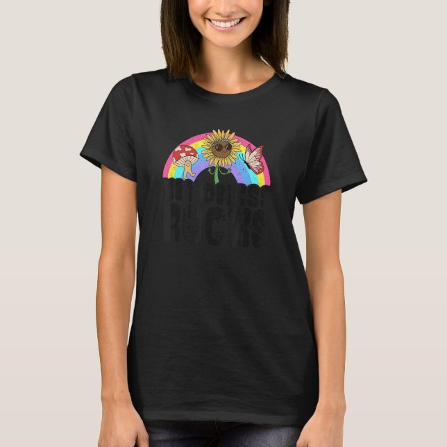 Anti Bullying Rainbow Hippie Music Teacher Kindnes T-Shirt (Front)