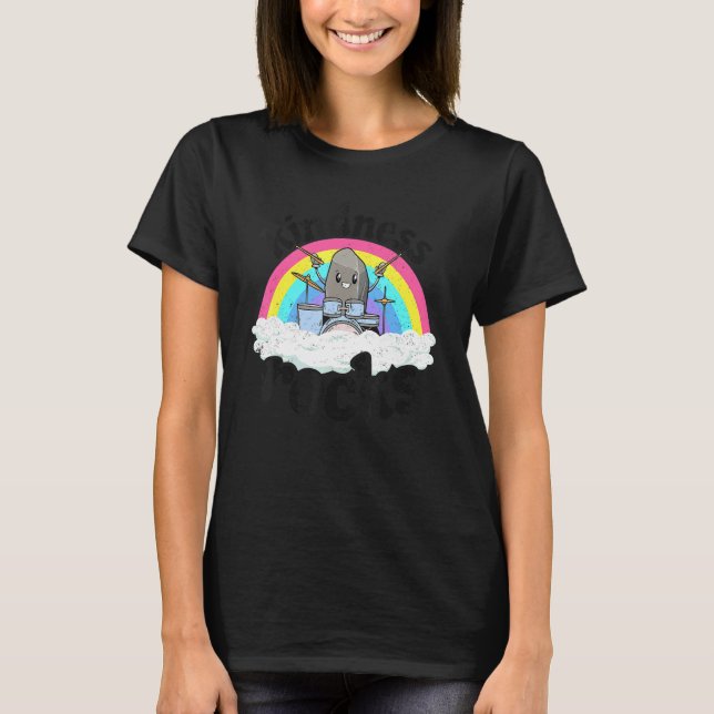 Anti Bullying Rainbow Retro Music Teacher Kindness T-Shirt (Front)