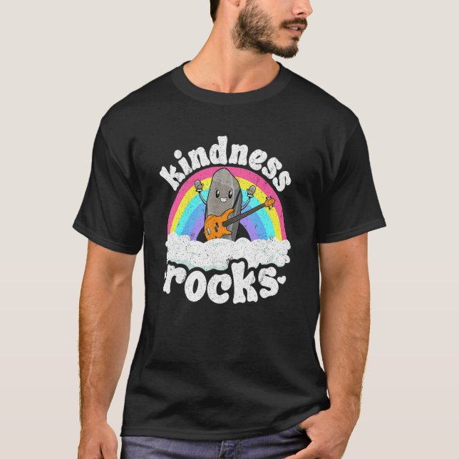 Anti Bullying Rainbow Retro Music Teacher Kindness T-Shirt (Front)