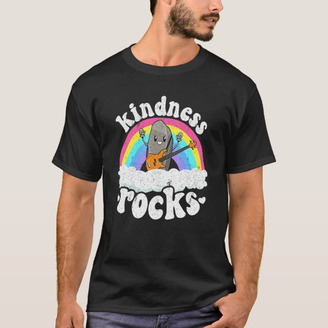 Anti Bullying Rainbow Retro Music Teacher Kindness T-Shirt (Front)