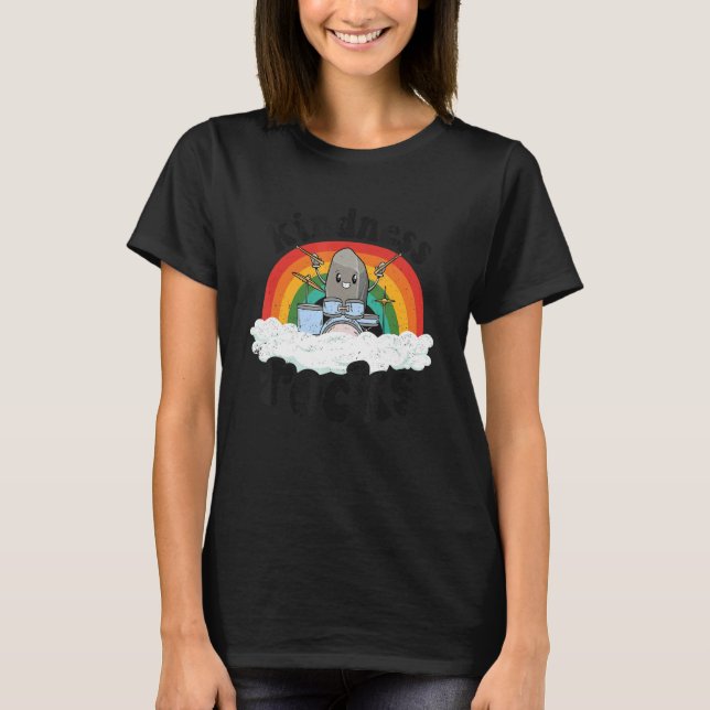 Anti Bullying Rainbow Retro Music Teacher Kindness T-Shirt (Front)