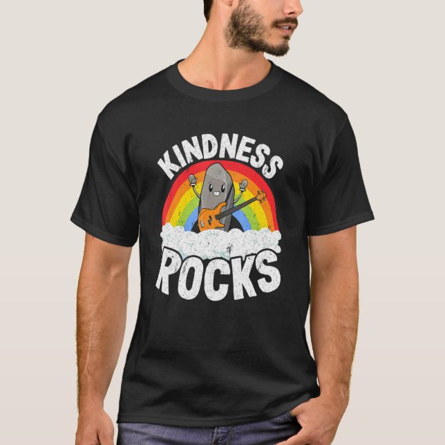 Anti Bullying Rainbow Retro Music Teacher Kindness T-Shirt (Front)