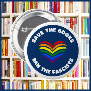 Anti-Censorship Book Banning Round Rainbow Heart 6 Cm Round Badge
