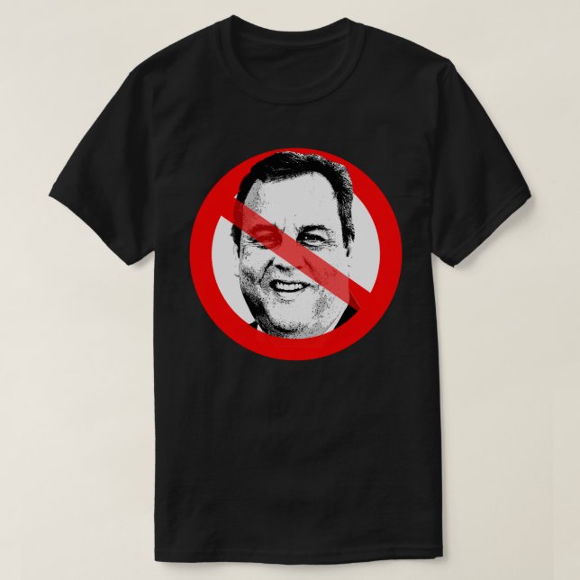 Anti Chris Christie Crossed Out Face T-Shirt (Design Front)