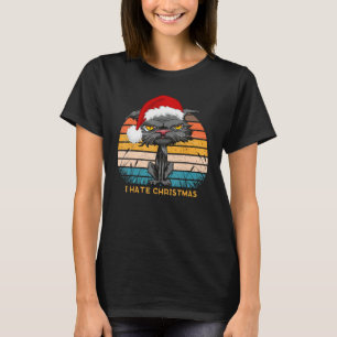 Anti Christmas I Hate Christmas Bored Cat Retro Sa T-Shirt