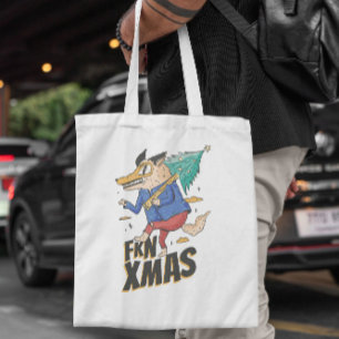 Anti Christmas Wolf Tote Bag  