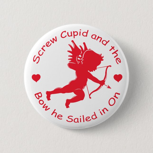 Anti Cupid Gear 6 Cm Round Badge (Front)