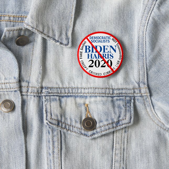 Anti Democratic Biden Harris Edit YEAR 6 Cm Round Badge (In Situ)