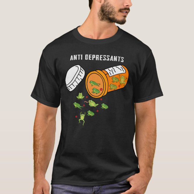 Anti Depressants Pils Green Frogs Animals T-Shirt (Front)