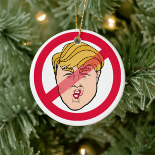 ANTI DONALD Caricature - Anti-Trump - Ceramic Tree Decoration