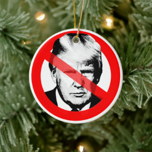 Anti Donald J. Trump Crossed Out Face Ceramic Tree Decoration