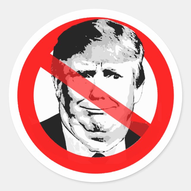 Anti Donald Trump Chin Crossed Out Face Classic Round Sticker (Front)