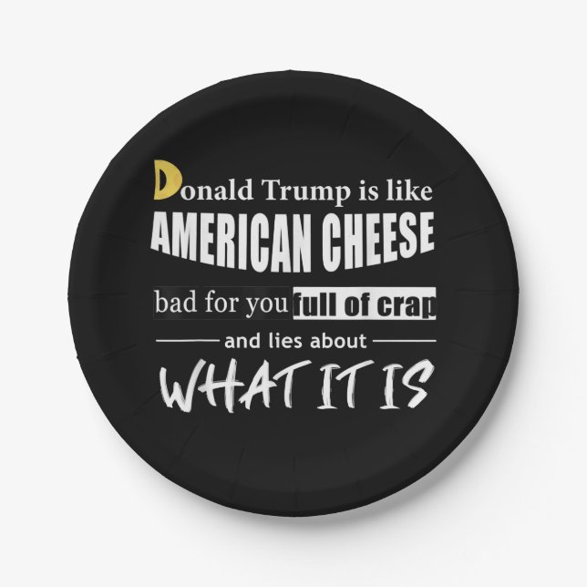 Anti Donald Trump is like American Cheese Women Paper Plate (Front)