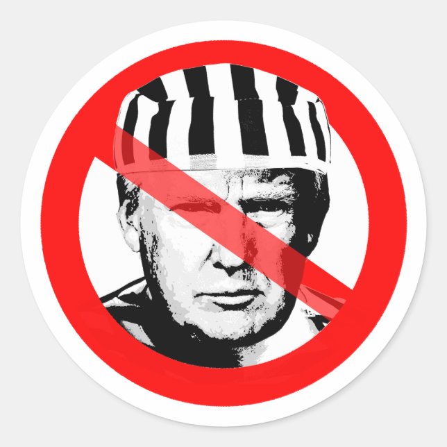 Anti Donald Trump Prisoner Crossed Out Face Classic Round Sticker (Front)