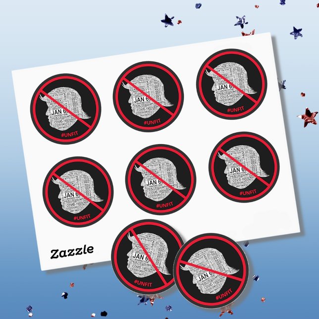 Anti-Donald-Trump Word Cloud  Classic Round Sticker (Creator Uploaded)