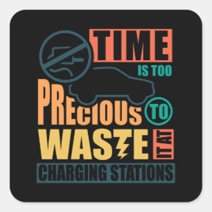 Anti Electric Car Charging Stations Square Sticker