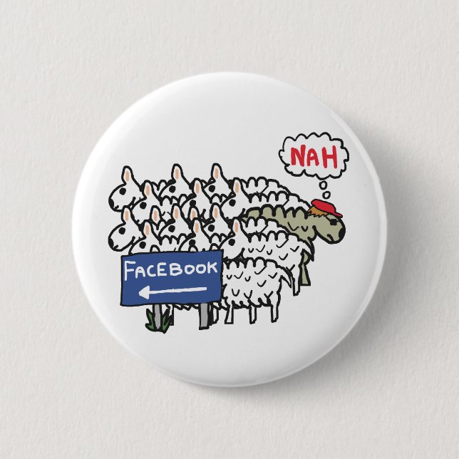 Anti Facebook 6 Cm Round Badge (Front)