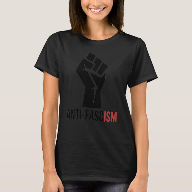 Anti-fascist Fist Sticker  T-Shirt (Front)