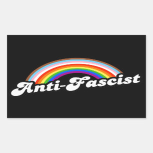 Anti-Fascist Rainbow Rectangular Sticker