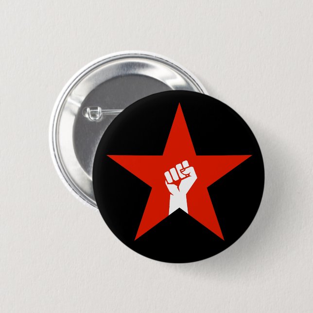 Anti-Fascist Star 6 Cm Round Badge (Front & Back)