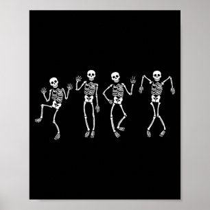Anti Funny Dancing Skeletons Spooky Halloween Poster