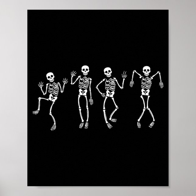 Anti Funny Dancing Skeletons Spooky Halloween Poster (Front)