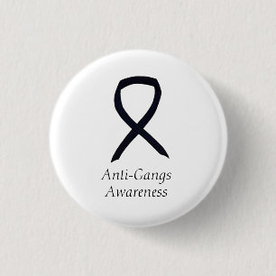 Anti-Gangs Awareness Black Ribbon Custom Pin