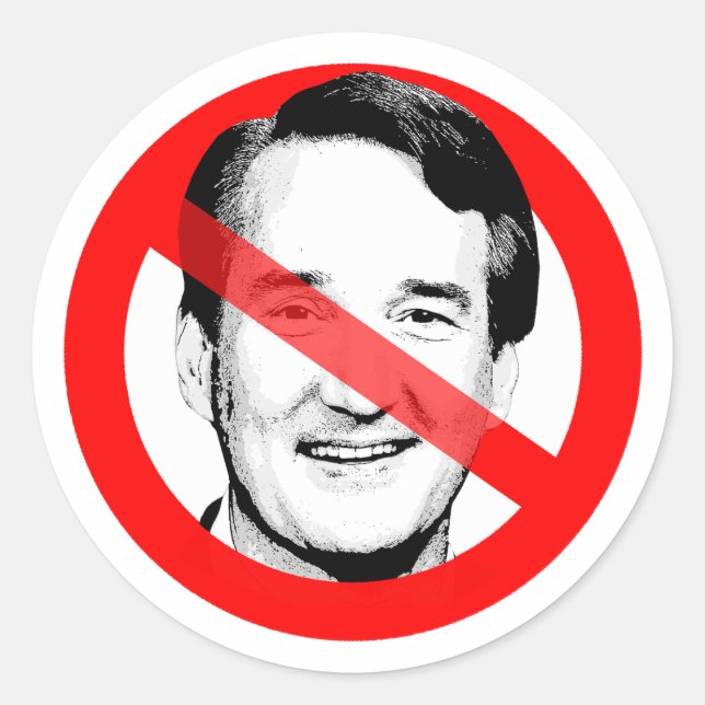 Anti Glenn Youngkin Crossed Out Face Classic Round Sticker (Front)