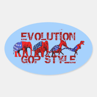 Anti-GOP Anti-Republican Evolution Satire Oval Sticker
