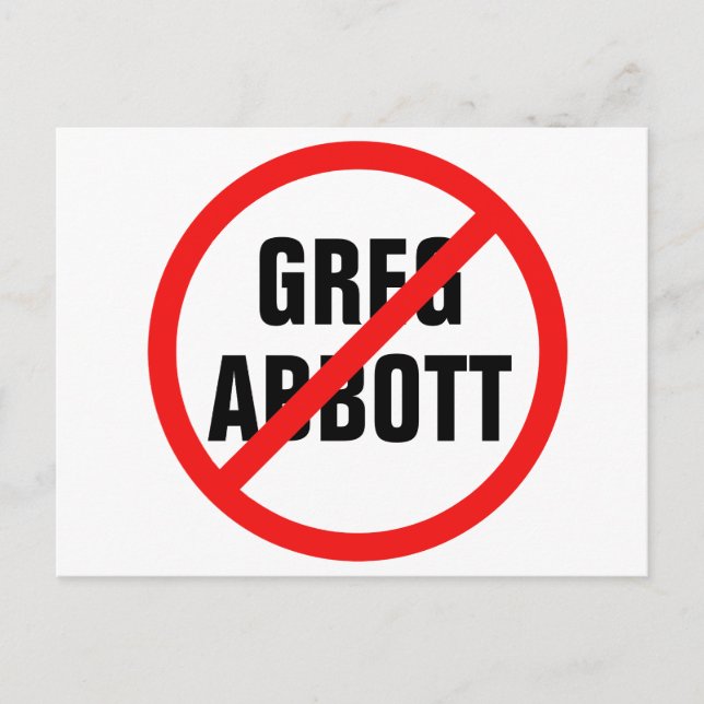 Anti Greg Abbott Texas Democrat Postcard (Front)