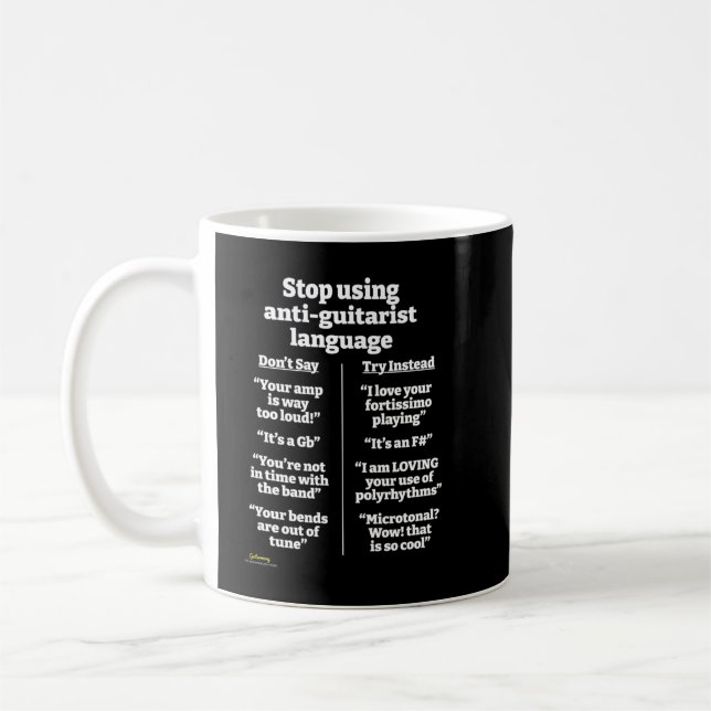 Anti-Guitarist Language - Whiteext Coffee Mug (Left)