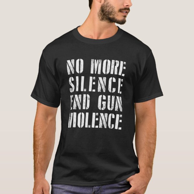 Anti Gun No More Silence End Gun Violence Ribbon A T-Shirt (Front)
