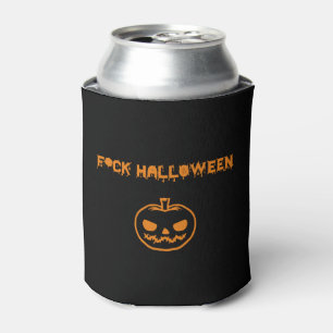 Anti Halloween pumpkin jack-o'-lantern Can Cooler