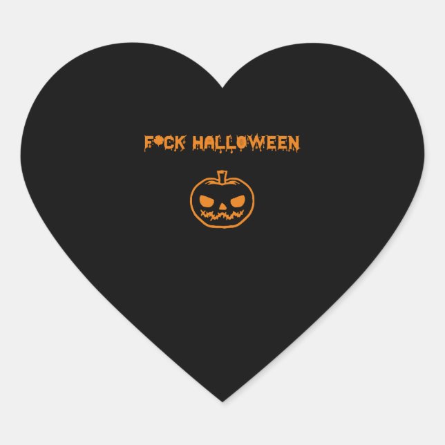 Anti Halloween pumpkin jack-o'-lantern Heart Sticker (Front)