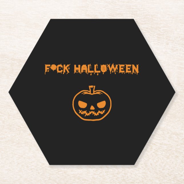 Anti Halloween pumpkin jack-o'-lantern Paper Coaster (Front)