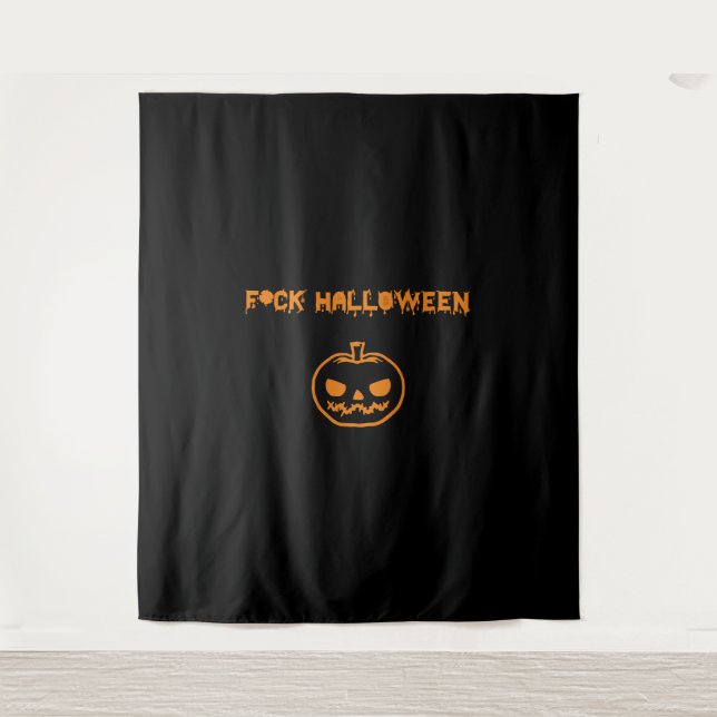 Anti Halloween pumpkin jack-o'-lantern Tapestry (Front)