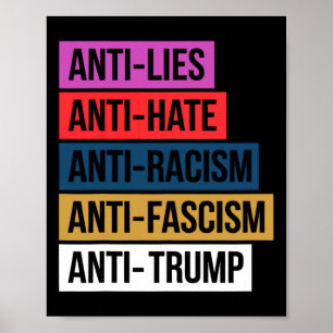 Anti Hate Lies Racism Fascism Resist Protest Trump Poster