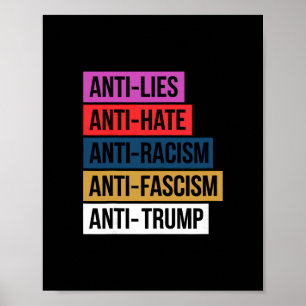 Anti Hate Lies Racism Fascism Resist Protest Trump Poster
