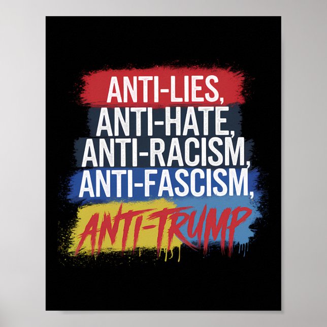 Anti Hate Lies Racism Fascism Resist Protest Trump Poster (Front)