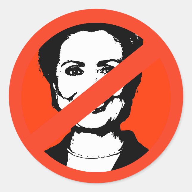 ANTI-HILLARY CLINTON 1 CLASSIC ROUND STICKER (Front)