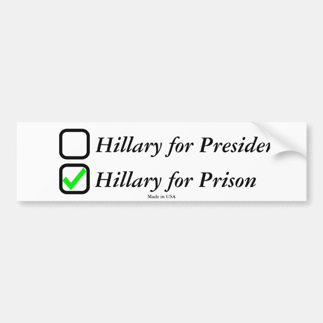 Anti Hillary Clinton Bumper Sticker (Front)